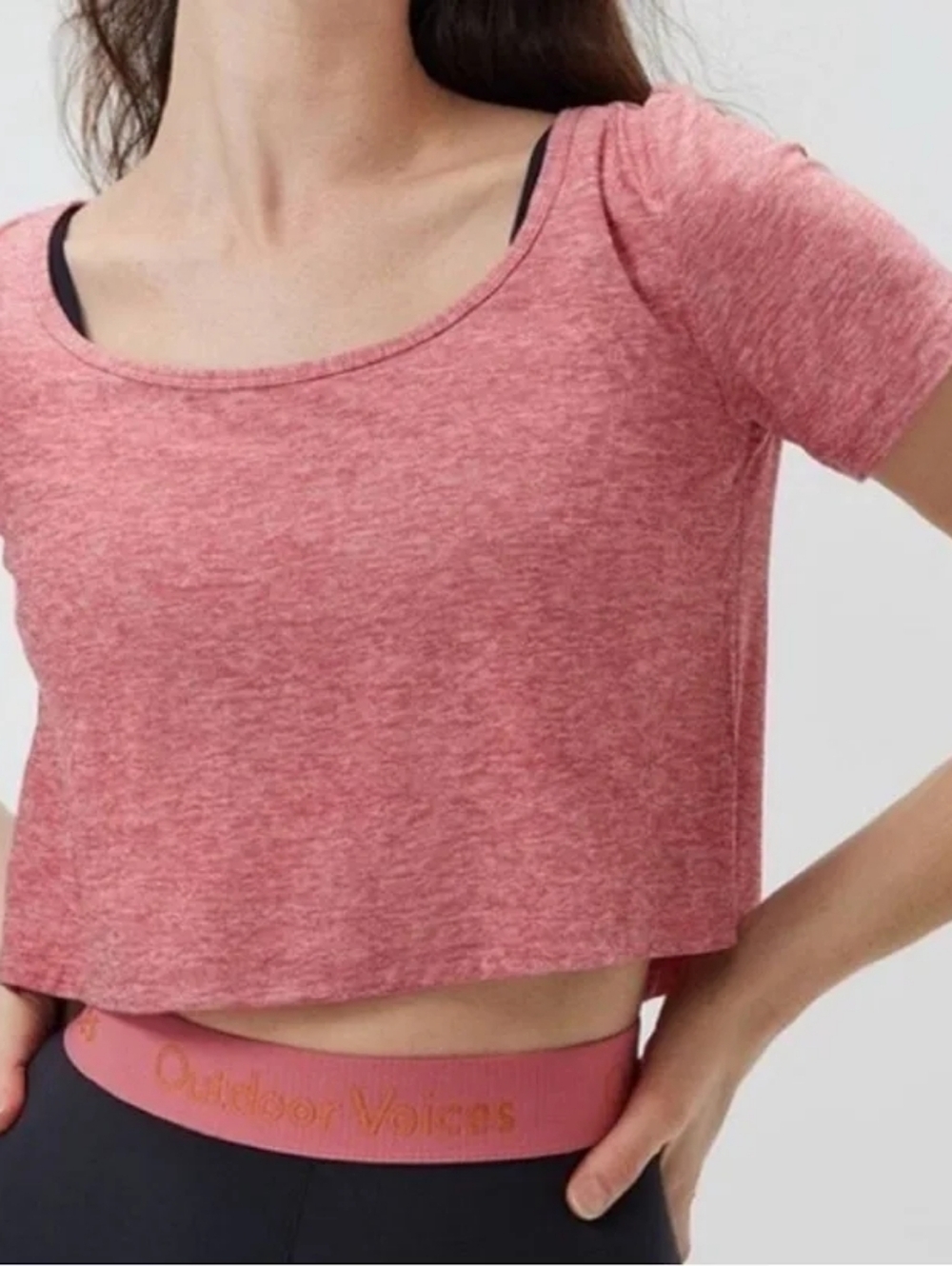 Outdoor Voices All Day Shortsleeve Crop top, Pink, S